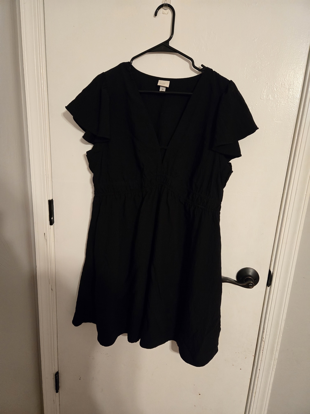 a new day Black V-Neck Short Flutter Sleeve Dress